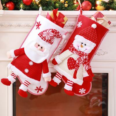 China Custom Cute Fun Christmas Candy Gift Bag Christmas Stocking Santa Snowman Elks Stocking Large Gift Bag Christmas Decoration Plush Toy Gift for sale