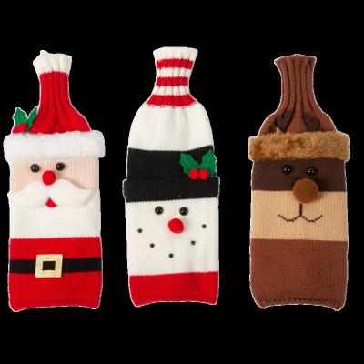 China Cute Fun Christmas Wine Bottle Set Cartoon Knitted Snowman Elk Christmas Products Wholesale Christmas Supplies for sale