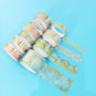 China GF New Waterproof Trends DIY Opens Texture Bowknot Decoration Gold Foil Marble Gift Wrap Masking Washi Tape for sale