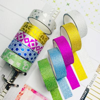 China New Arrival 10 GF Scrapbooking Washi Tape Adhesive Decorative Masking Rolls Glitter Washi Tape Manufacter DIY Waterproof Decor for sale