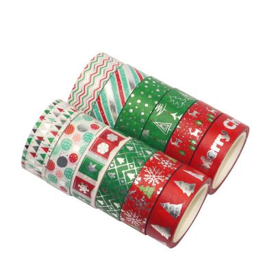 China Waterproof GF 12 Rolls Silver Foil Christmas Photo Album Washi Tape 1.5*5meter Kawaii DIY Scrapbooking Decorative Masking Tapes for sale