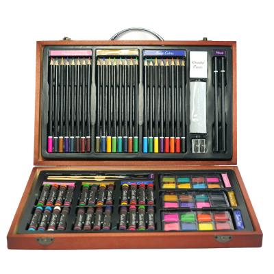 China Popular Wholesale GF 79 Pcs School Children Drawing Stationery Painting Supplies Coloring Wooden Box Art Set 36.8*25.4*4.4cm for sale