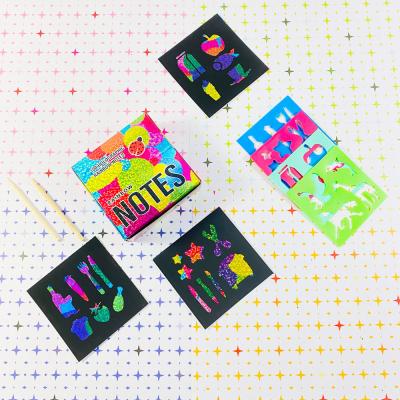 China Europe GF 100 Rainbow Notes Laser Scratch Paper Sets Creative DIY Mini Art Notes Holographic Arts Opens Kids Rainbow Scratch Paper for sale