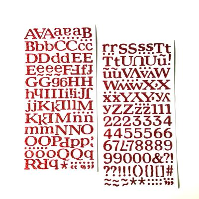 China Wholesale Decorative GF Sticker Educational Red Glitter English Alphabet Number Sticker Paper Adhesive Letters for sale