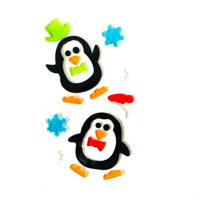 China GF Sticker Christmas Santa Claus Decorative Penguin Cling Gel Sticker Cartoon Window Stickers for sale