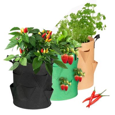 China Modern Thicken Handle Breathable 5 7 10 Gallon Vegetable Mushroom Unfelt Potato Woven Fabric Potted Plant Grow Bag for sale