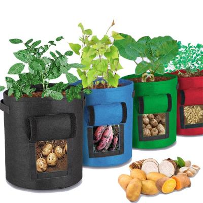 China Planting Non Customized Large Capacity Woven Fabrics Handle 5 7 10 Gallon Garden Growing Bag For Vegetable for sale