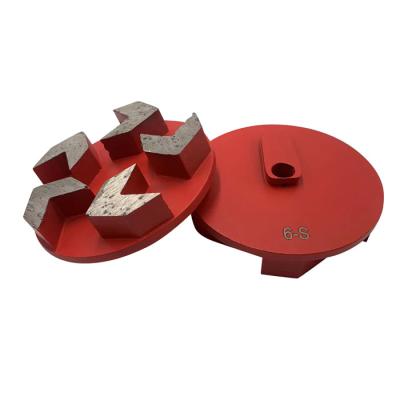 China Husqvarna Redi-Lock Compatible 3'' 5S Arrow Segments Metal Bonded Diamond Grinding Pucks For Rough Grinding Different Hardness Concrete Floors for sale