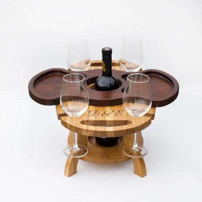 China Factory direct foldable wooden wine table for 4 glasses and standard bottle of wine wine rack wooden picnic table for sale