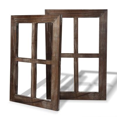 China Rustic Wood Frame Wall Decor Barnwood Window Frames Farmhouse Decoration for Bedroom Living Room Bathroom Kitchen Office and More for sale