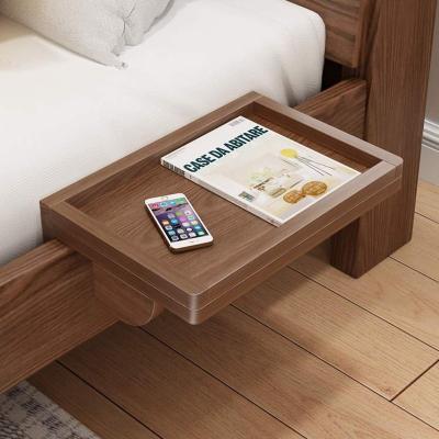 China Viable Solid Wood Punchless Bedroom Sofa Side Tray Bedside View Bed End Table Storage Adjustable Rack Shelf for sale