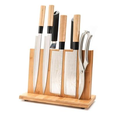 China Sustainable Block Bamboo Knife Set Wooden Knife Holder Magnetic Block Bamboo Knife Holder for sale