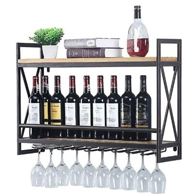 China Sustainable Industrial Wine Racks Wall Mounted With 8 Rod Glass Rack Wine Hanging Rack Wine Accessories for sale