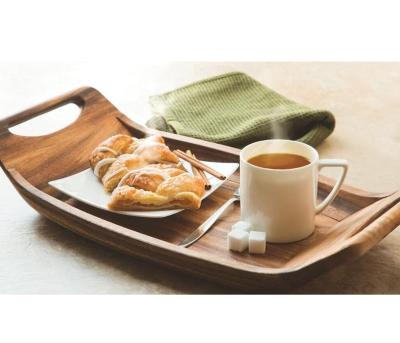 China Sustainable Burnt Curved Wooden Saddle Serving Tray With Handle for sale