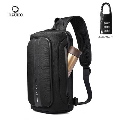 China 2021 Leisure Bag FashionUSB Cross - Body Shoulder Bag Ozuko D9315 Water Proof Anti Theft Men's Single Backpack Sling Bags Handbag for sale