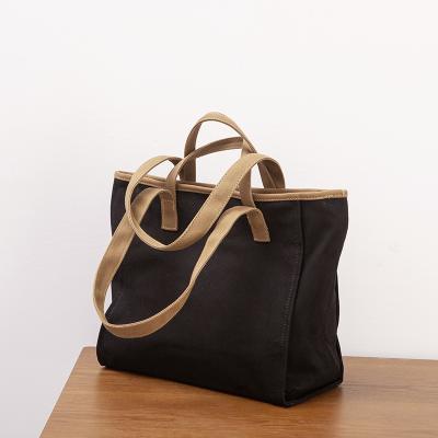 China 2021 Fashion ANMAI New Product Korea Canvas Bag Shoulder Large Capacity Handheld Lady Bags Contrast Color Cloth Bag for sale