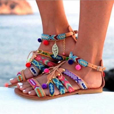 China Amazon Bohemian Women's Large Size Ethnic Women's Fashion Trend ANMAI Style Sandals Shoes In Stock for sale