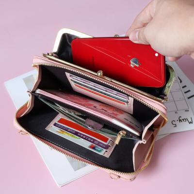 China Waterproof 2021 Leather Wallets Large Capacity Phone Clips Solid Color Wallets Cross - Body Bags Monogram Wallet for sale