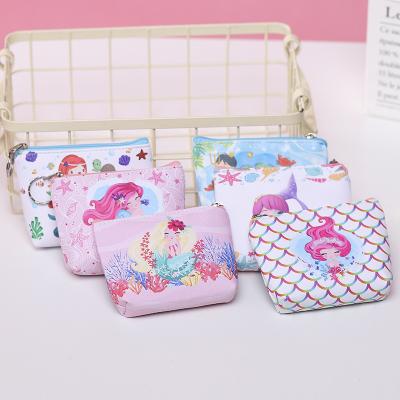 China Cute Fashion Small PU Zipper Leather Wallet Mermaid Cartoon Change Hot Selling Cute Purse for sale