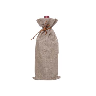 China ANMAI Custom Reusable Copy Logo Gift Pouch Wine Bags Waterproof Wholesale Drawstring Jute Wine Bags for sale