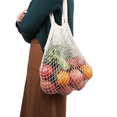 China Lady's Net Bags Fashion Handle Reusable Bag Mesh String Organic Shopping Tote Fruit Vegetable Bag Cotton for sale