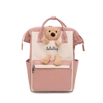 China With USB Fashion Backpack Bag Cartoon Teddy Bear Doll Student School Bag Mummy Large Capacity Diaper Bag 2021 Wholesale New Korean Custom for sale