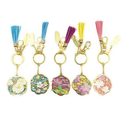 China Factory Wholesale Cheap High Quality Decoration Soft/Hard Enamel Key Chain Flower Shape Metal Key Chain With Tassel for sale