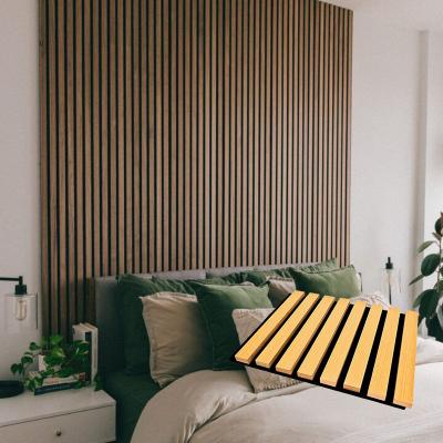 China Nature Modern Wood Slat Fireproof Akupanel Sound Board Absorbing Acoustic MDF Wall Panel for sale