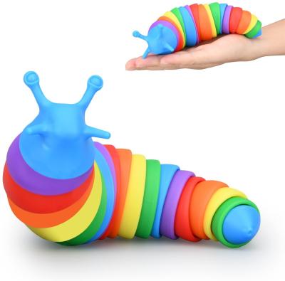 China Amazon Hot Sale 2022 Anti Stress Reliever Rainbow Slug Toys For Kids And Adults Hand Finger Toy 3d Sensory Fidget Slugs Play for sale