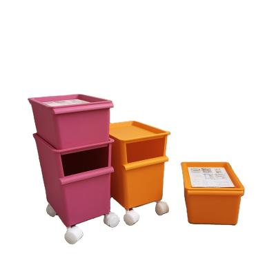 China Toy Storage Plastic Clothing Organizer 2022 Hot Sale Household Items Viable Children's Clothing Storage Boxes With Wheels for sale