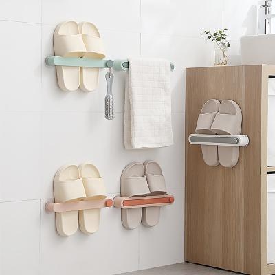 China 2021 New Design Modern Single Layer Foldable Wall Mounted Slippers Bathroom Vanity Towel Rack Shoe Racks for sale