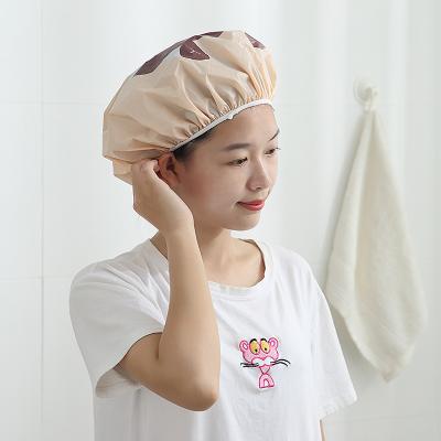 China 2021 New Amazon Hot Selling Viable Custom Waterproof Elastic Shower Hat Cartoon Shower Bath Caps for sale