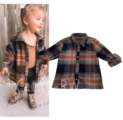 China Free Shipping Autumn Fashion Style Kids Flannel Plaid Shirt Babies New Arrival Casual Oversized Coat for sale