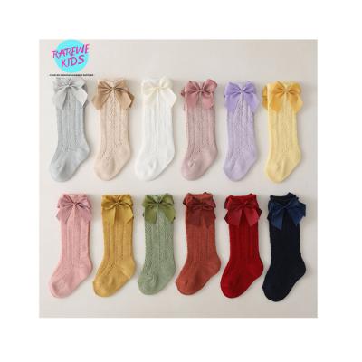 China Breathable Cute Kids Knee High Stockings Candy Color Tulle Ins. Socks With Bows for sale