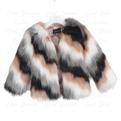 China Baby Girls Fluffy Warm Thick Fluffy Baby Color Faux Fox Long Size Fur Jacket OEM Wholesale Plus Fur Coat for sale