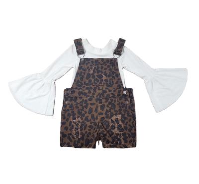 China CASUAL Accept Kids Custom Baby Leopard High-Waist Jumpsuit Overall Toddler Cheetah Distressed Overall for sale