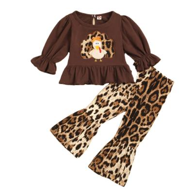 China Antibacterial wholesale customize Thanksgiving rarewe shop owner hot sale leopard babies and bell bottom panty sets for sale