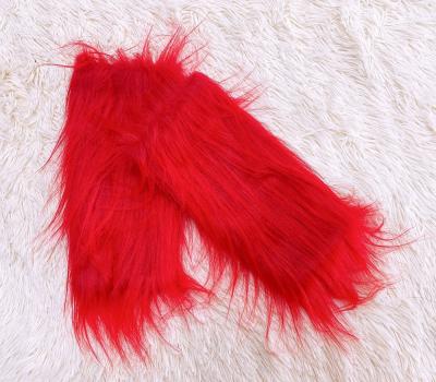 China New Winter Christmas Holiday Long Fuzzy Plush Fur QUICK DRY Multi Colors Leg Warmers for sale