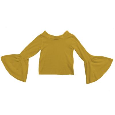 China 2021 New Arrival Soft QUICK DRY Solid Color Cozy Kids Bell Sleeve Tops Customizable Bell Sleeve Tops for sale