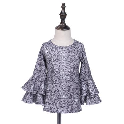 China QUICK DRY Animal Print Snakeskin Pattern Toddler Baby Tops Comfy Long Sleeve Puff Shirt for sale