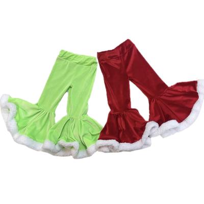 China New Arrival Rocket Jeans Kids Velvet Ruffle Christmas Breathable Bell Bottoms for sale