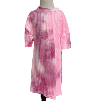 China 2021 New Arrival Breathable Kids Baby Bandage Tie Dye T-shirt Dresses Girls Tie Dye Dress Clothes Boutique Baby Dresses for sale