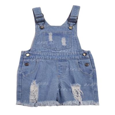 China 2021 spring and summer QUICK DRY children's denim jumpsuits leopard distressed baby overall cowhide overalls overalls for sale