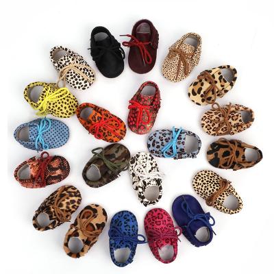 China 2021 other baby kids cheetah cow print fur baby moccasins top selling soft genuine leather shoes for sale