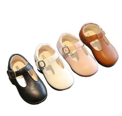 China Lightweight Cute Infant Pure Color Baby PU Princess Fashion Soft Rubber Sole Shoes for sale