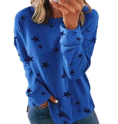 China Hot Selling Autumn Fashionable Breathable Casual Plus Size Women's Five-pointed Star Print Round Neck Long Sleeve T-Shirt for sale