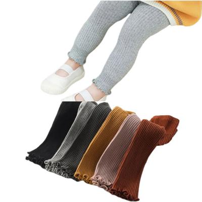 China Breathable Autumn Ribbed Leggings Infant Baby Girls Tights Free And Fast Shipping Solid Kids Lace Up Knitted Pantyhose for sale