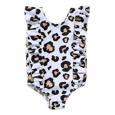 China Summer Viable Hot Selling Cheetah Printed Ruffle Swimwear Infant Baby One Piece Swimsuit for sale