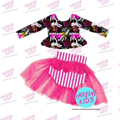 China Vintage Factory Wholesale RAREWE Factory Wholesale Custom Pink Ghostface Baby Girls Tutu Skirt Set OEM Available for sale