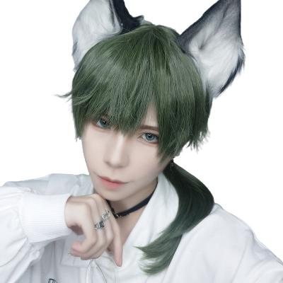 China Mcoser 45cm Short Straight Green Wigs Lolita Hair Game Cosplay Boy's Synthetic Daily Wig 45cm for sale